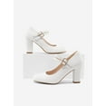 thumbnail image 4 of PENNYSUE Women's Mary Jane Pumps High Heels - Round and Closed Toe Shoes with Double Ankle Strap Buckle for Summer Party Wedding Occasions, 4 of 5