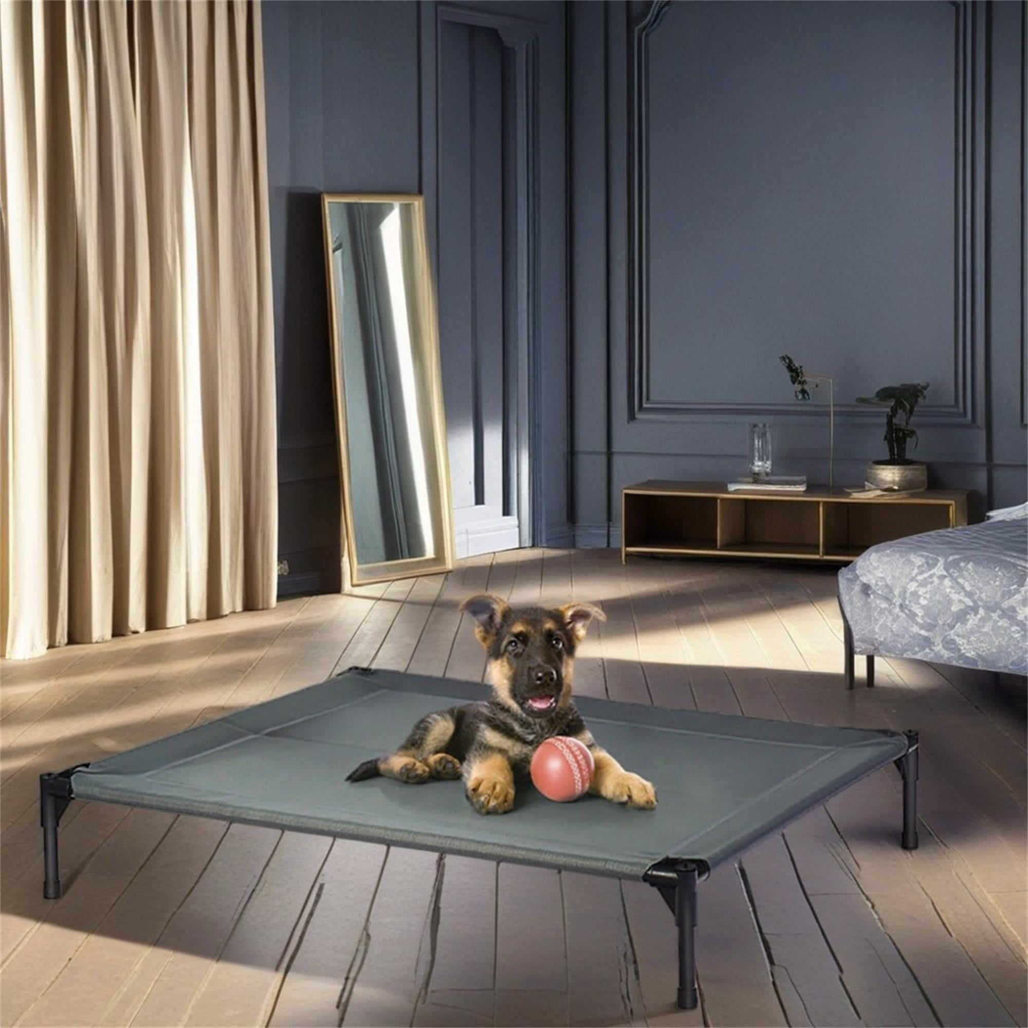 Pefilos 41" Elevated Dog Bed with Canopy, Outdoor Dog Cot with Removable Canopy Shade Tent, Portable Raised Pet Cot Cooling Bed for Dogs and Cats, Gray