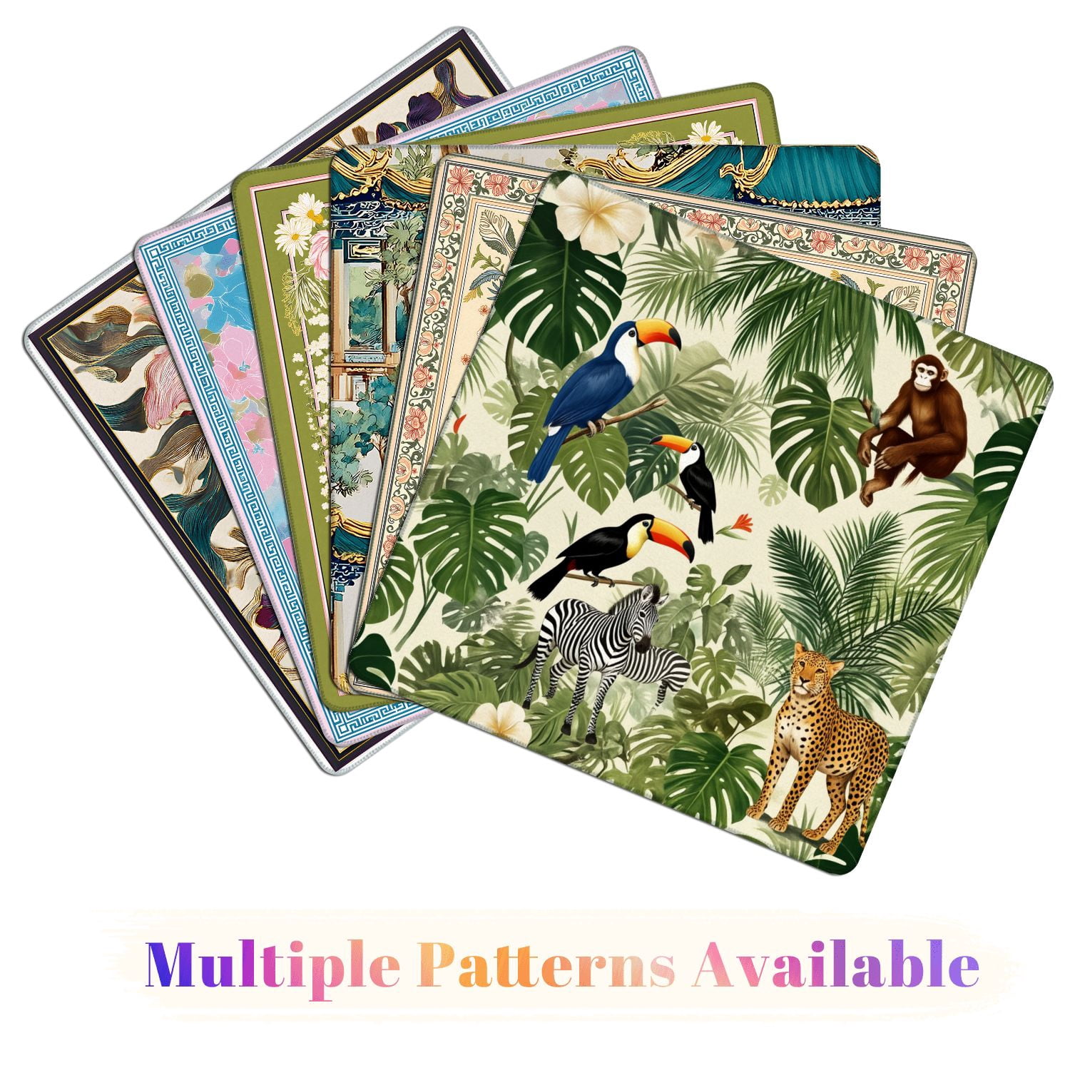 Mahjong Mat 31.5" x 31.5" Seamless exotic trees animals Non-Slip Noise Reduction American Mahjong Tiles Table Cover for Dominoes Poker Card Board Games Gift