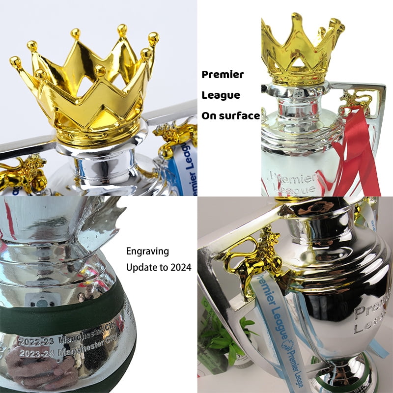32cm/12.6inch Silver European England Premium Soccer League Champion Trophy with Keychain for Fan Collectibles Souvenir Home Office Decor Ornament,silver