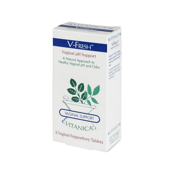 Vitanica V-Fresh, Vaginal pH Support, 6 Suppositories