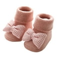 thumbnail image 2 of S LUKKC LUKKC Baby Cozy Fleece Booties, Boys Girls House Stay-on Slippers Fluffy Sock Booties Non-Slip Ankle Crew Socks with Grips Infant Winter Ankle Boots Toddler First Walker Crib Warm Shoes, 2 of 3