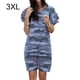 thumbnail image 1 of Vestido de mujer Camiseta larga con estampado de camuflaje Vestido suelto de manga corta, Azul, 3XL AweSitey AP002154-38, 1 of 6