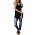 thumbnail image 2 of Uhndy Women Short Sleeve T Shirt Summer Casual Floral Print Long Top Tunic Shirts Blouse, 2 of 4