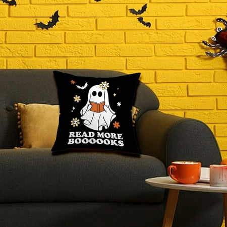 

Clearance!!!Read More Books Cute Ghos T Reading Halloween Throw Pillow Halloween decorations C# Spooky decor haunted house decorations