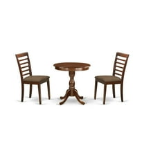 East West Furniture - ESML3-MAH-C - 3-Pc Modern Kitchen Dining Room Set - 2 Wooden Dining Room Chairs and 1 Dining Table (Mahogany Finish)