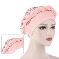 thumbnail image 4 of SPRING PARK Chemo Cancer Head Hat Cap Ethnic Shiny Sequins Twisted Braid Hair Cover Wrap Turban Headwear, 4 of 6
