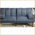 thumbnail image 6 of 71” Contemporary Navy Polyfiber Sofa | Adjustable Convertible Bed | Solid Wood Legs | Living Room Furniture, 6 of 12