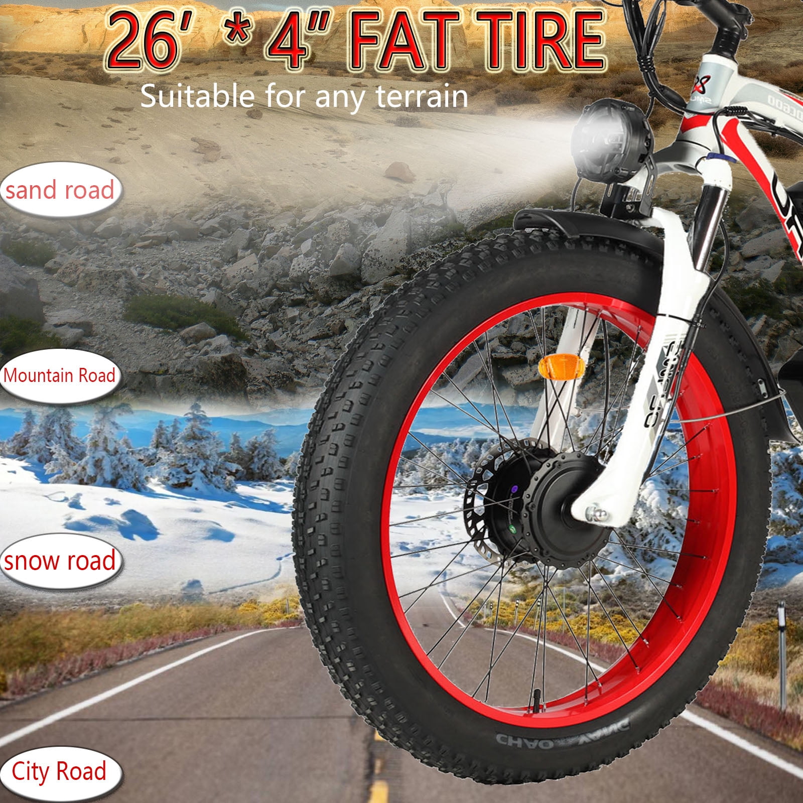 5000W Peak Dual Motor Ebike, 52V 30AH Battery Electric Bike for Adults, 7-Speed 40MPH AWD Ebike Mountain Snow E-Bike with 26" x 4.0 Fat Tire MTB Hydraulic Disc Brake for Off-Road Snow Sand