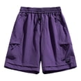 thumbnail image 2 of Only Moment Womens Drawstring Shorts Chemical Fiber Blends Hiking Cargo Bermuda Shorts Lightweight Knee Length Capris for Summer Travel Fishing Swim Shorts Women Purple,M, 2 of 9