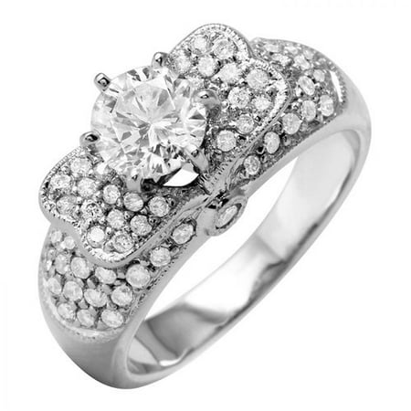 Ladies 1.63 Carat Diamond 14K White Gold Ring