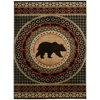 Mayberry Rugs Asheville Lodge Bear Area Rug Multi 7'10" x 9'10" 8' x 10' Rectangle