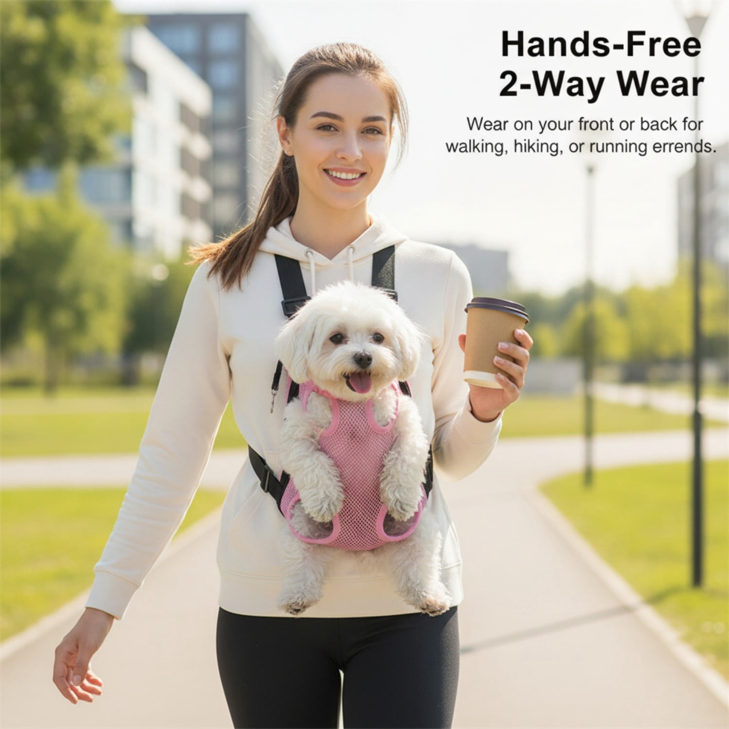 Dog Backpack Carrier, Adjustable Pet Front Carriers, Legs Out Carrying Sling Travel Bag for Small Medium Dogs 2.5-4 Lbs, Soft Wearable Puppy Chest Carry Backpacks for Walking/Hiking/Camping/Traveling