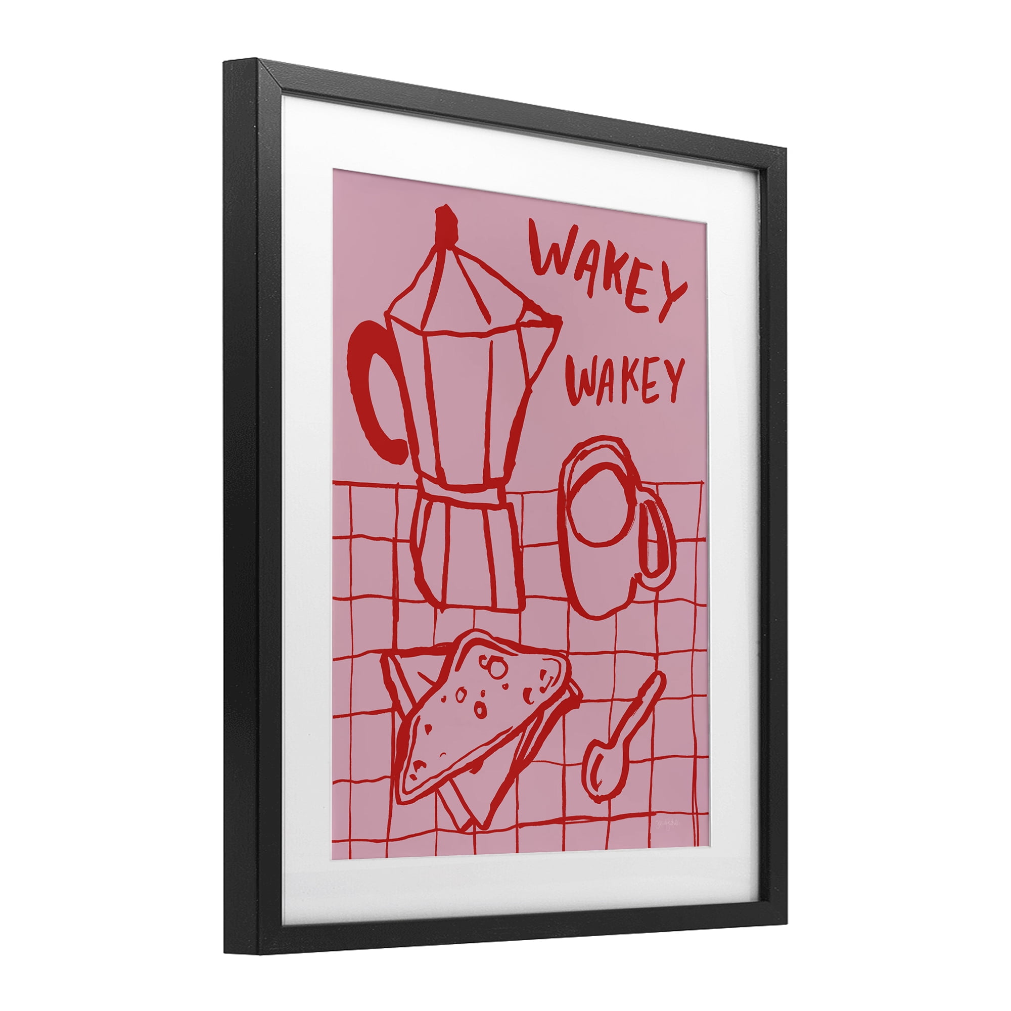 Stupell Industries Wakey Breakfast Doodles Black Framed Print Under Glass, design by Jenaya Jackson
