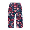 thumbnail image 5 of WTOBBY Women's Breathable Floral Printed Elastic Waist Bermuda Shorts with Side Pockets, Stylish and Casual for Women, Perfect for Daily Wear,Wine 2XL, 5 of 5