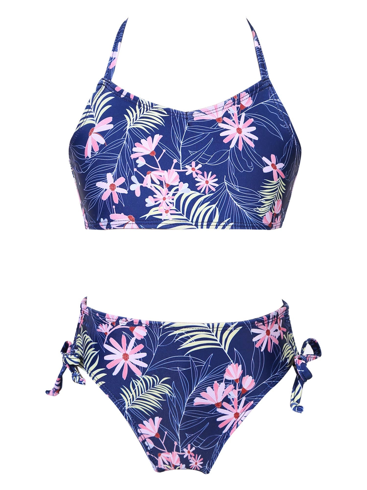 iEFiEL Kids Girls Floral Printed Bikini Set Swimwear Sleeveless Bathing ...