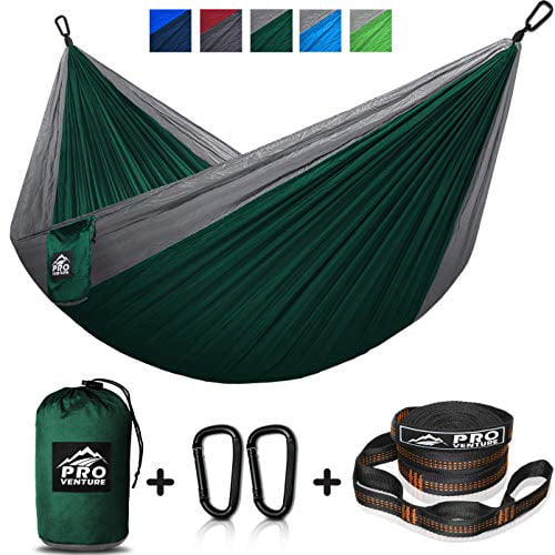 Backpacker Approved and Ready for Adventure! Single Camping Hammock Lightweight and Compact Parachute Nylon Hammocks with Free Premium Straps & Carabiners 