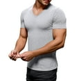 thumbnail image 2 of FASHOFT V Neck Bamboo Shirts for Men Ultra Soft Viscose Cotton T-Shirt Moisture Wicking Short Sleeve Casual Summer Tee Tops Light Gray M, 2 of 8