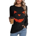 thumbnail image 2 of Sweaters for Women Halloween Day Pumpkin Ghost Face Print Pullover Sweater Casual Loose Knitted Crewneck Sweaters Shermie, 2 of 6