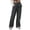 Gray, variant on Women's Wide Leg Cargo Pants, High Rise Button Fly Closure, 3D Side Patch Pockets for City Daily Commute Casual Wears in Summer Black M