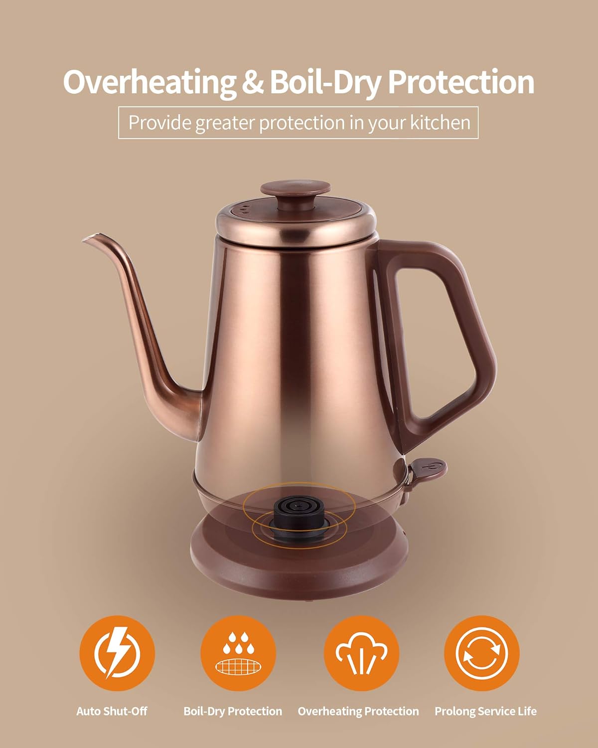 Gooseneck Electric Kettle(1.0L), 100% Stainless Steel BPA Free Classic Pour Over Coffee Kettle | Tea Kettle - Green
