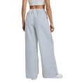 thumbnail image 5 of Women Drawstring Striped Pants Loose Wide Leg Trousers Casual Low Waist Pants Comfy Lounge Pants White with Blue L, 5 of 10