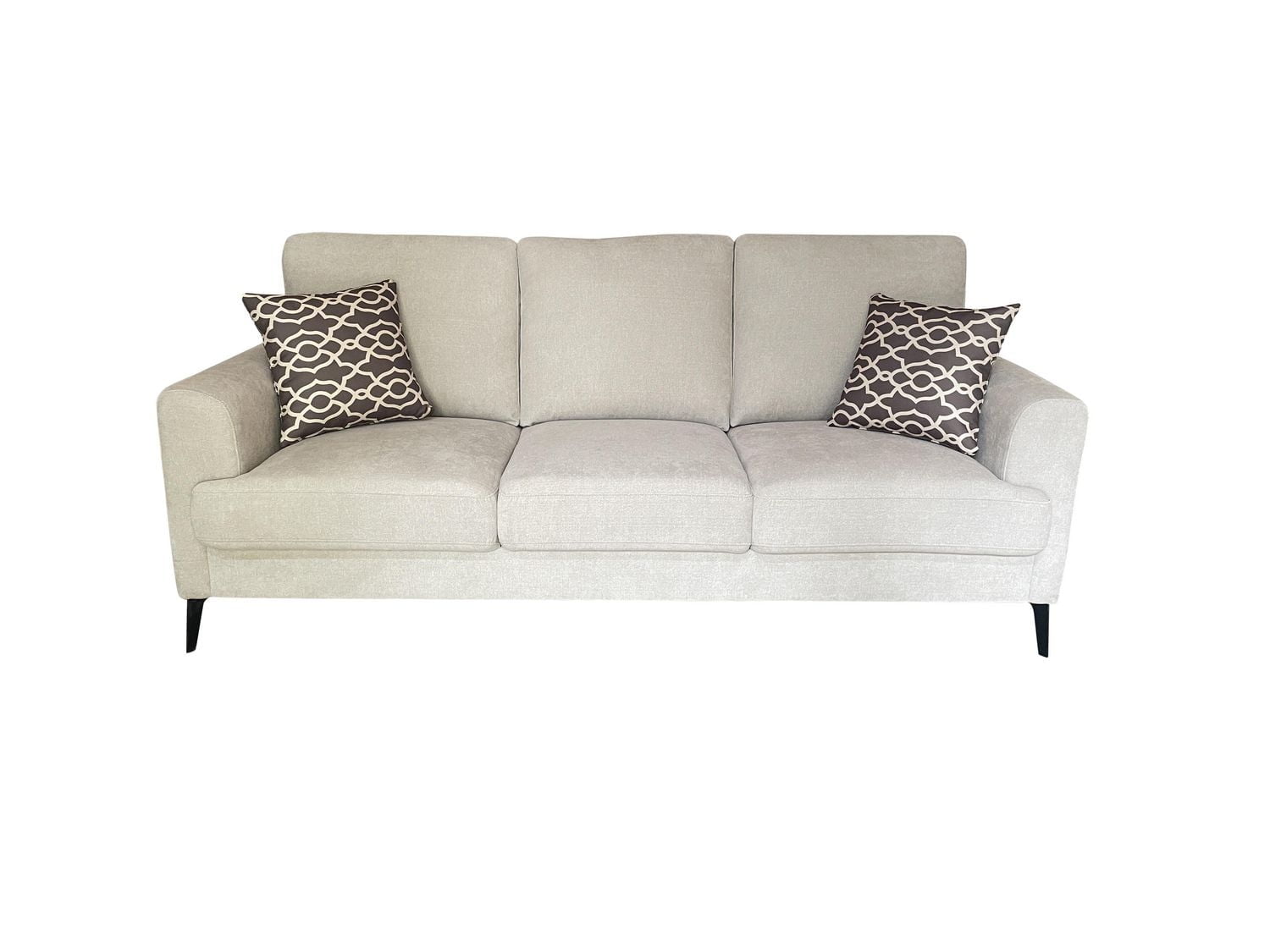 Ensemble de canapés 3 pièces en tissu velours flocon de neige Rhea de K-Living de couleur beige (canapé, causeuse et une chaise)