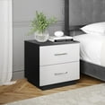 thumbnail image 2 of Skyline Decor Double Drawer Nightstand, Black with White Drawers, 2 of 5