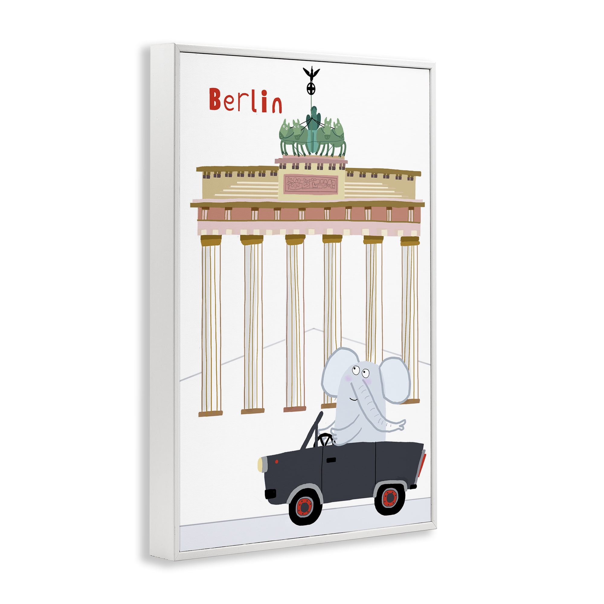 Elephant & Berlin Architecture White Framed Giclee Art, design by Carla Daly