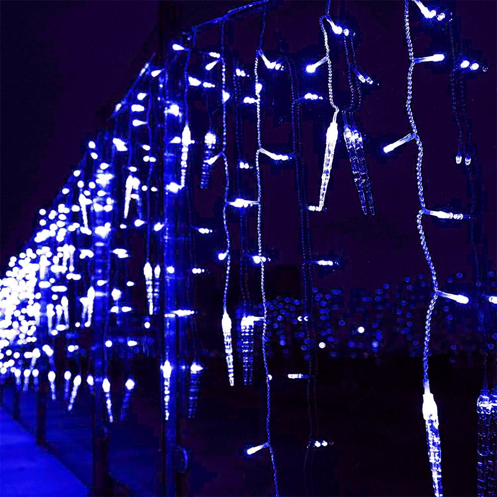 DONGPAI Christmas Icicle Lights, 11.5Ft 96 LED 8 Modes Icicle String Lights with 16 Drops Window Curtain Fairy Lights Outdoor Indoor for Christmas Wedding Holiday Decor
