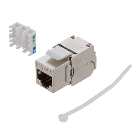 NavePoint CAT6A Shielded Toolless Keystone Jack 15 pack, Silver