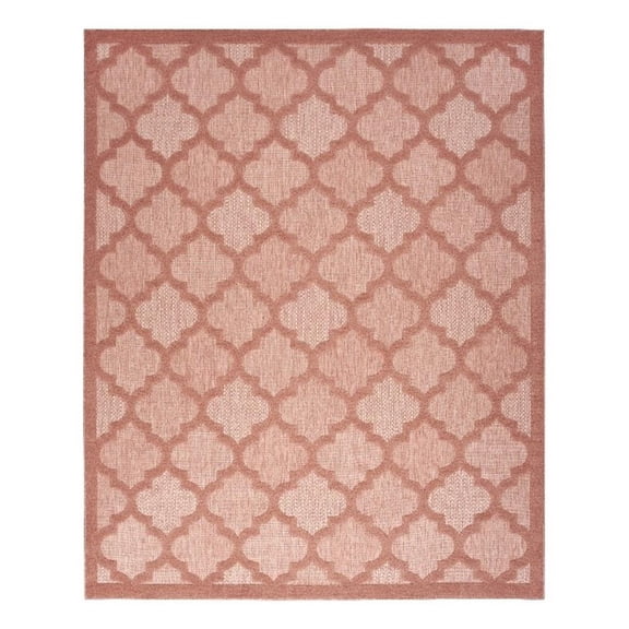 Pemberly Row Easy Care 8'x10' Fabric Coral Orange Modern Indoor/Outdoor Rug