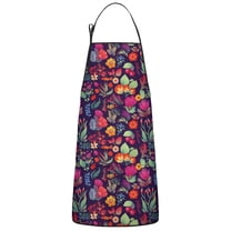 Pioneer Flower Floral Print Pattern Apron-Garden Aprons for Women with Pockets-Cotton Linen Waterproof Kitchen Cooking Gardening Aprons Adjustable for Kitchen,Cooking,BBQ and Salon 33x27 Inch