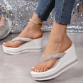 thumbnail image 2 of Platform Slide Sandals with Rhinestone Comfortable Summer Toe Post Slippers Thick Sole Stylish Casual Non Slip, 2 of 7