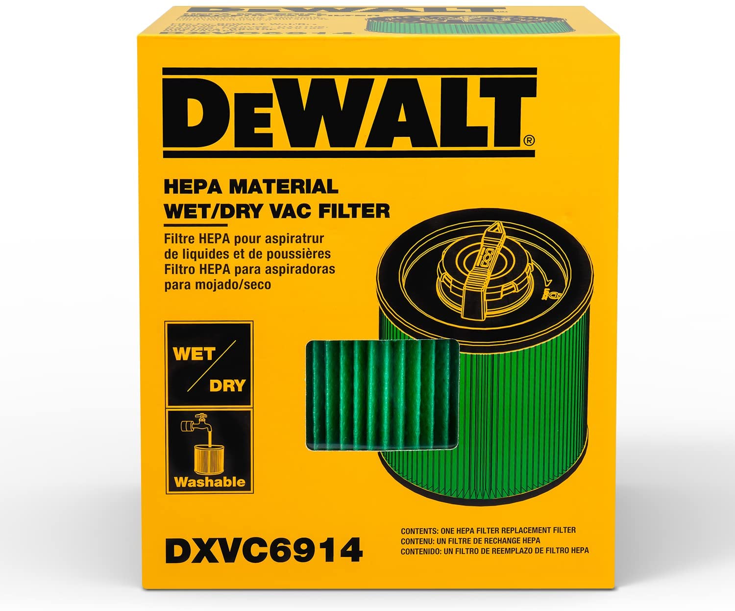 Hometimes DXVC6914 HEPA Cartridge Filter, Fit for 6-16 Gallon Wet/Dry  Vacuum Cleaners, Compatible with DeWalt DXV06P DXV09P DXV09PA DXV10P  DXV10PL DXV10S DXV10SA DXV10SB DXV12P DXV14P DXV16P DXV16PA