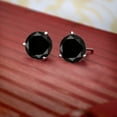 thumbnail image 5 of Gem Stone King 2.20 Ct Round Black AAA Diamond 18K White Gold 3 Prong Martini Screw Back Stud Earrings for Women Men, 5 of 5
