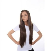 HPO Adult Women's Straight Brunette High Heat Clip-in Synthetic Extension (24 in) ST-007