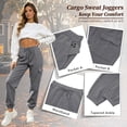 thumbnail image 3 of TEMOFON Sweatpants for Women Cargo Drawstring Joggers with Pockets Elastic Waistband Fall Pants Fleece Lined Thermal Trousers Dark Grey L, 3 of 9
