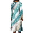 thumbnail image 5 of BOMYJESK Summer Dress Flowy Ruched Long Sleeve Midi Dress Pleated Formal Spring Office Dress Turquoise XL, 5 of 5