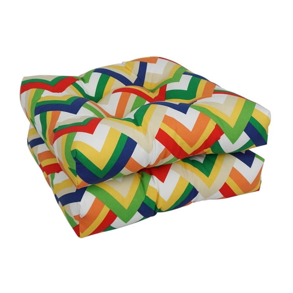 19-inch Squared Polyester Outdoor Tufted Dining Chair Cushions (Set of 2) 94005-2CH-OD-119