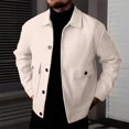 thumbnail image 2 of LODIENY Men Tweed Jacket Fleece Shacket Button Down Collared Jackets Warm Winter Coat Long Sleeve Fall Outerwear with Flap Pockets for Casual Daily Beige XXL, 2 of 6