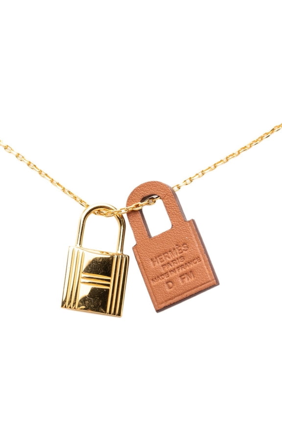 Pre-Owned Hermes O'Kelly PM Chain Pendant Necklace, D Stamp, 2019, Brown Gold Leather Plated,...