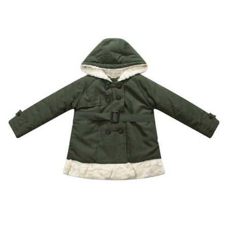 Richie House - Richie House Big Girls Green Faux Fur Trim Warm Coat 8 ...