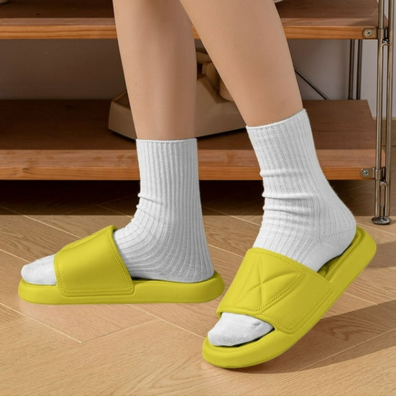 YYUIJK Sandals for Women,Mens Slippers Sandals for Women,EVA Anti-Slip Indoor & Outdoor Kids Slippers Smile Face Open Toe Spa Bath Pool Gym House Casual Shower Shoes Green 5.5-6