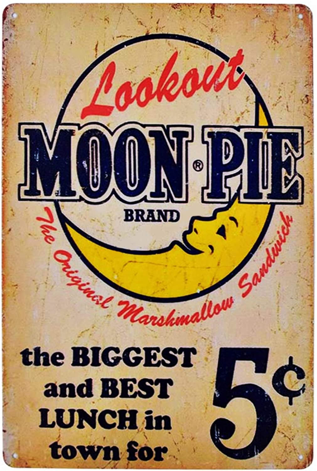 TIN SIGN "Lookout Moon Pie"  Dessert Vintage    Garage Wall Decor 