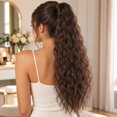 thumbnail image 3 of Kumdkd Water Wave Ponytail Wig with Clip, Heat Resistant Synthetic Hair Extension, Natural Looking Fake Braid for Daily Party Hairstyle, Easy to Wear Ponytail Extension, 3 of 7