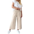 thumbnail image 1 of Women's Loose Striped Linen Trousers - with Pockets, Casual Style, 1 of 5