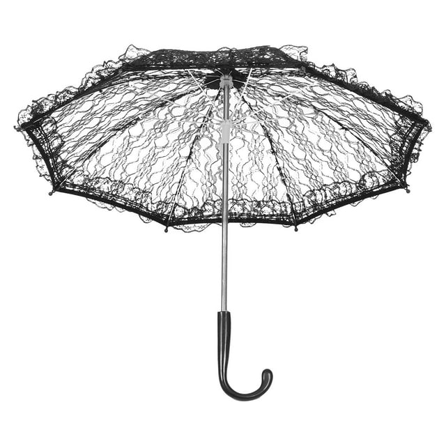 OULII lace umbrella photo prop Lace Umbrella Black 1Pack Decorative Accessory