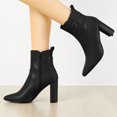 thumbnail image 2 of Unique Bargains Women's Strap Decor Point Toe Block High Heels Ankle Boots, 2 of 7