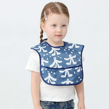 

nsendm Infant Bib Cover Rice Pocket Auxiliary Food Bibs Waterproof Children s Pocket Eating Summer Food Rice Bibs Silicone Girl Navy 0-1 Years